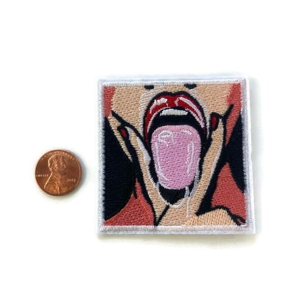 LGBT Wet Tongue Kiss Embroidered Patch - Picture 2 of 3